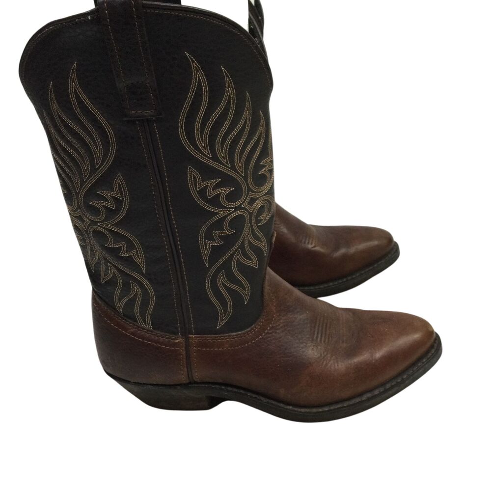 Laredo Womens Western Cowboy Boots Leather Brown Black Size 8.5M - Picture 1 of 13